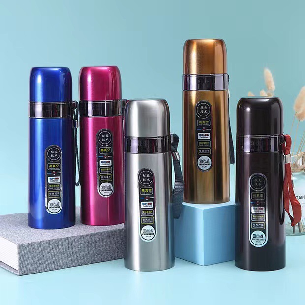 不锈钢304子弹头保温杯500毫升吊带商务办公礼品刻字水杯密封水壶