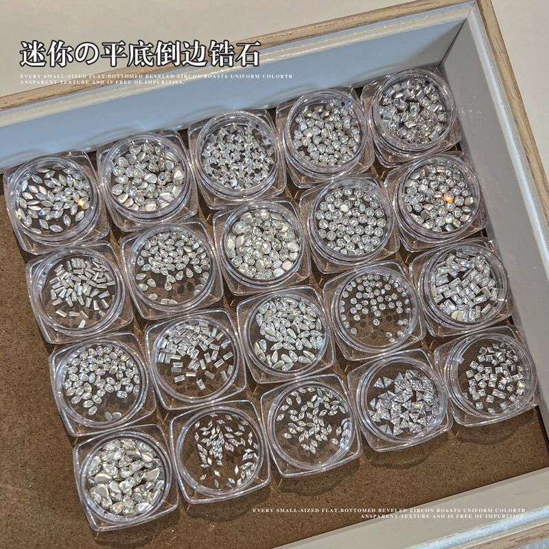 Inverted Zircon Nail Art Rhinestones, Dazzling White Mini Teardrop Marquise Shaped Stacked Rhinestones, Flat-Bottom Nail Rhinestones