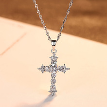 Girls' Sparkling Cube Cross Pendant Necklace Punk Style