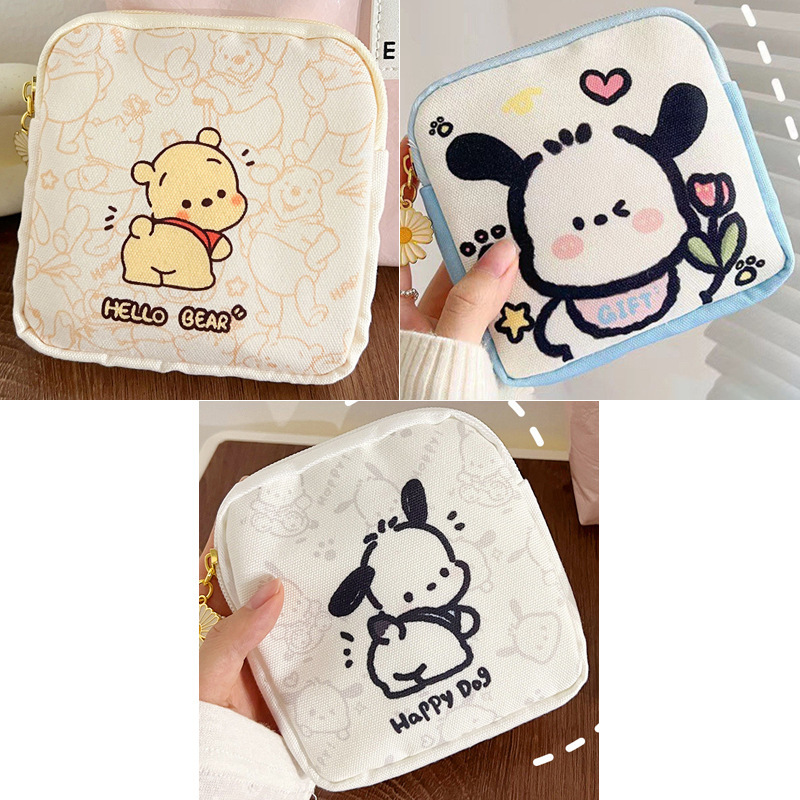 生理用ナプキンミニ漫画収納袋ポータブルかわいい大容量月経綿月経パッドキャンバスバッグ|undefined