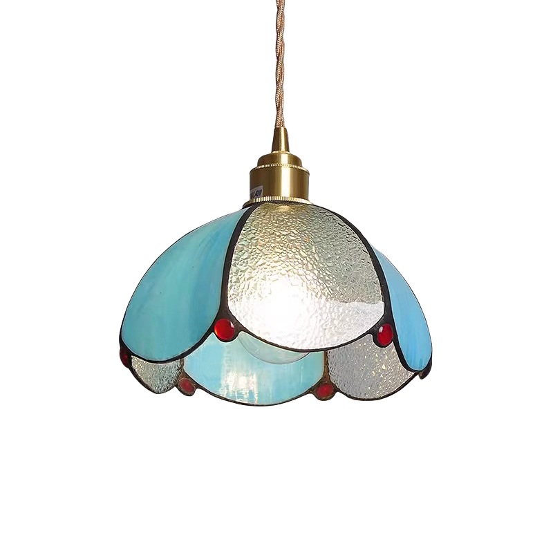 Tiffany Retro Latón Vidrio Antiguo Casa de familia junto a la cama Café Bar Restaurante Bar Salón de té Araña