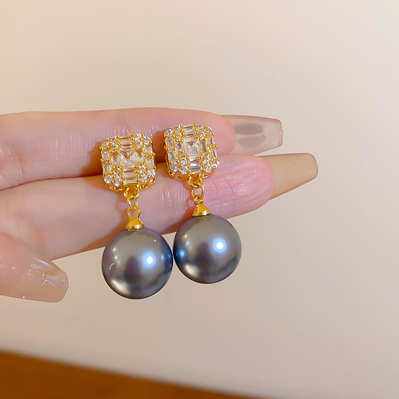 Plating Design 1 Pair Sweet Flower Plating Imitation Pearl Drop Earrings