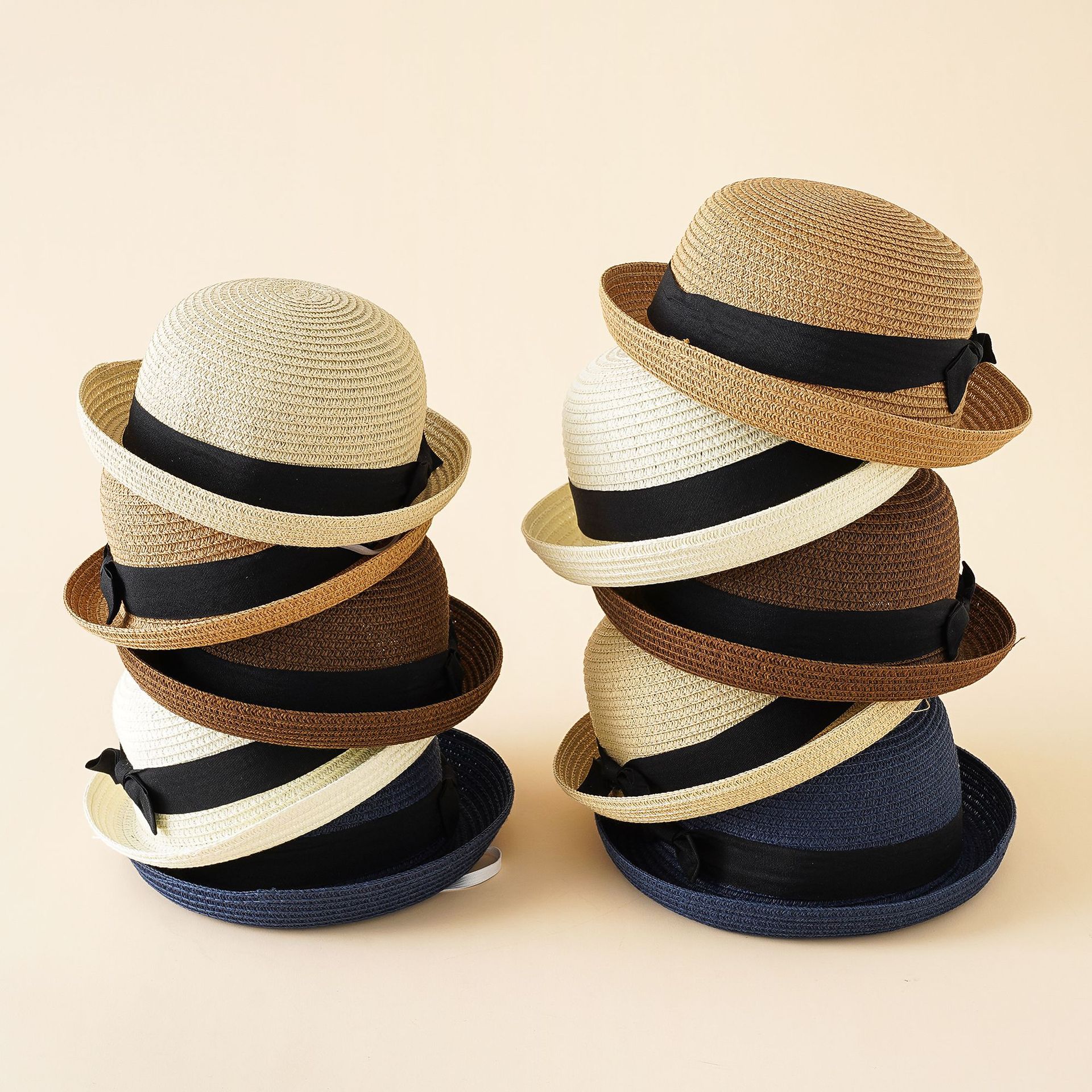 Sombrero de paja para niños entre padres e hijos para niñas de verano Delgado transpirable Sombrero fresco a prueba de Sol para hombres y mujeres Sombrero de playa a prueba de Sol para viajes de princesa