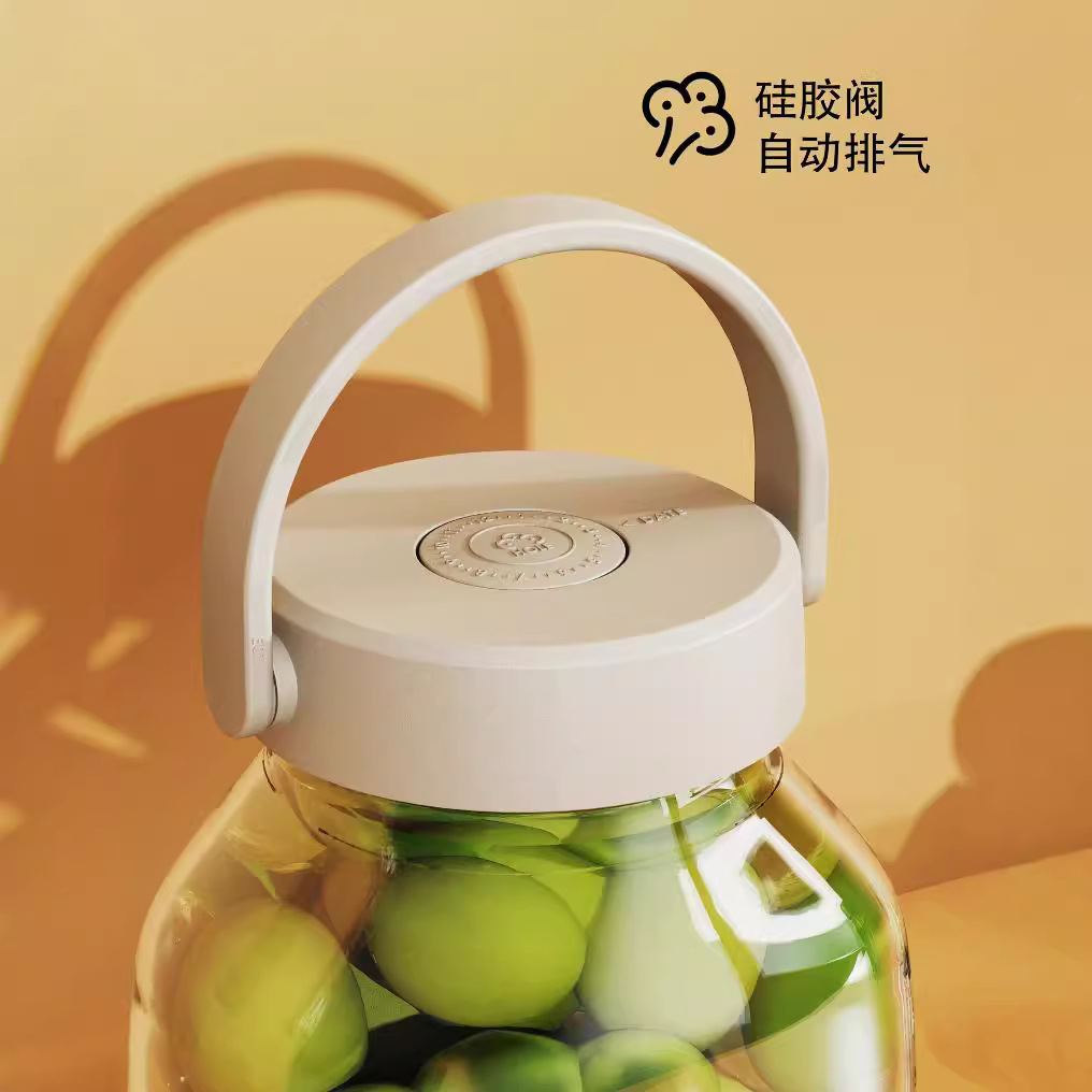 창조적 인 봉인 된 자동 배기 저장 항아리 날짜 라벨 유리 봉인 항아리 와인 절임 유물