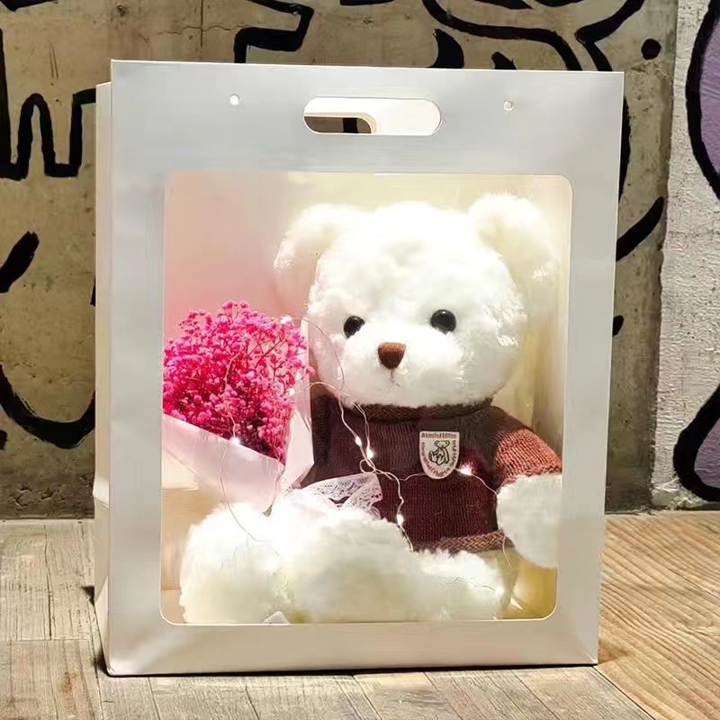 Bolsa de regalo ramo oso de peluche lindo juguete de peluche cumpleaños para niñas temporada de graduación Día de San Valentín
