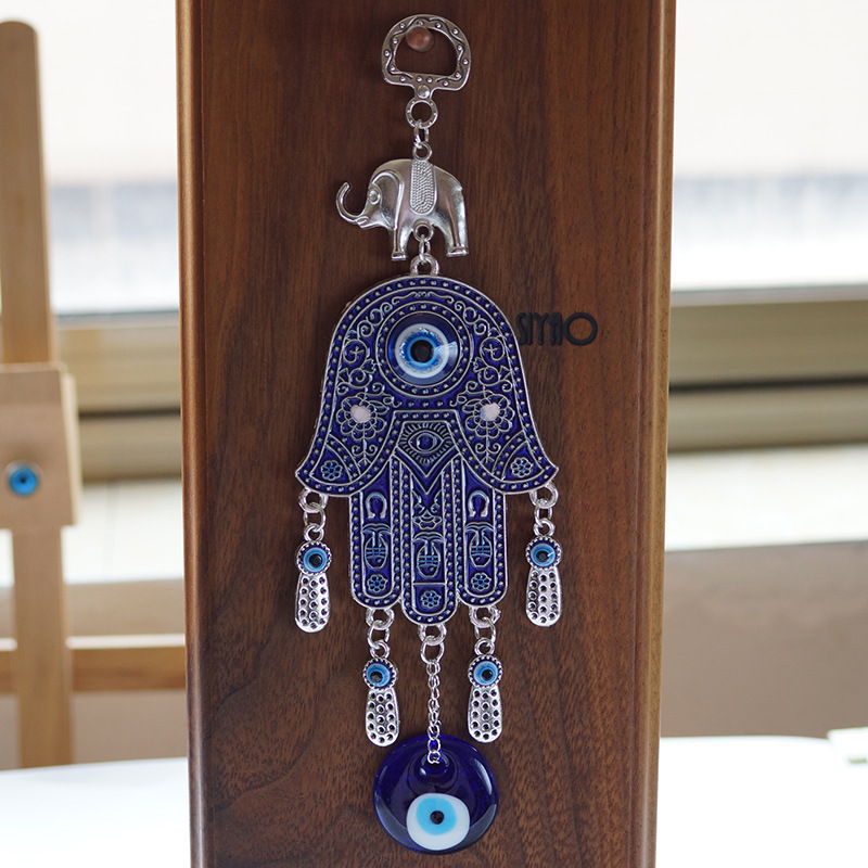 Europa y América Ojo Del Diablo adornos Turquía ojos azules coche colgante de pared aleación Elefante aceite goteo Palma colgante