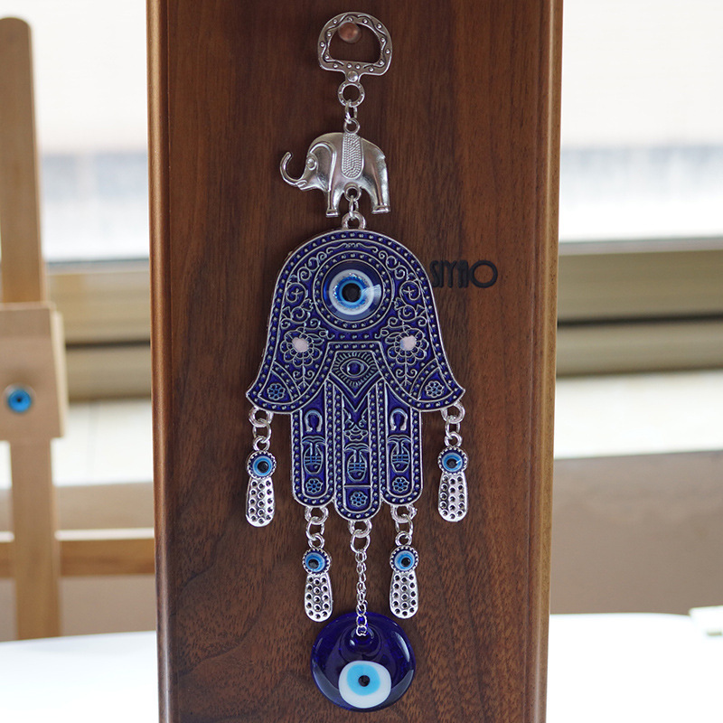 European and American Devil's Eye Pendant Turkish Blue Eye Car Wall Hanging Alloy Elephant Oil Dripping Palm Pendant Pendant