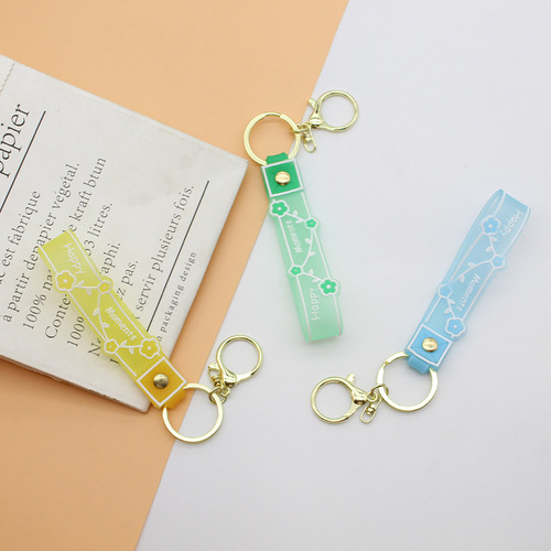 Transparent happy leather rope key chain pendant accessories wholesale doll cute soft pvc key chain diy accessories