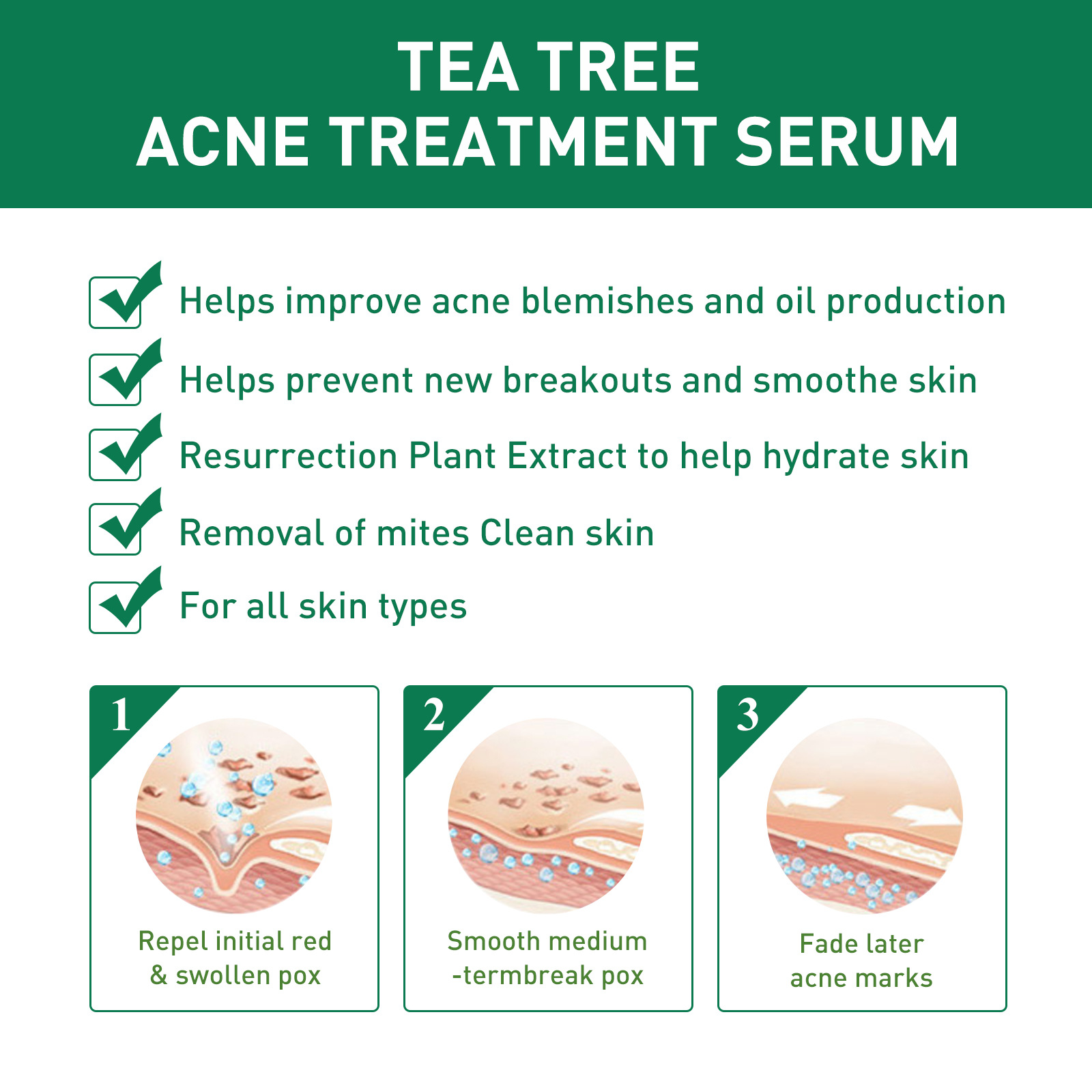 Jayswing Tea Tree Oil Lightens Marks, Moisturizes Repairs Facial Sensitivity, Reddening and Acne Removing essence_voghion.com