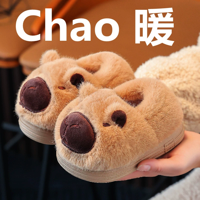 Детская хлопчатобумажная обувь зимняя мужская и женская домашняя нескользкая теплая плюшевая обувь для детей среднего и старшего возраста с хлопковыми тапочками