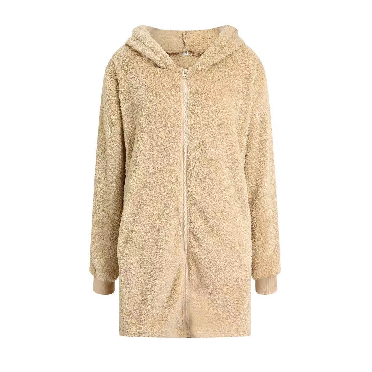 525g Weight Coat Outerwear Type Long Sleeve Sleeve Length Zipper Placket Type Polyester Fabric Type Long Top Length Coat Tops Type Casual, Daily Occasion Hooded Neckline Loose Fit Type Solid Color Pattern Winter, Autumn Season Women's Gender Pocket Design Simple Style Style Women's Simple Style Solid Color Pocket Zipper Coat Coat 19