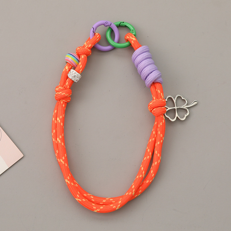 新しい四つ葉のクローバーペンダントフルダイヤモンドビーズ織り携帯電話ストラップバックパック人形装飾ペンダントキーホルダーチェーン|undefined