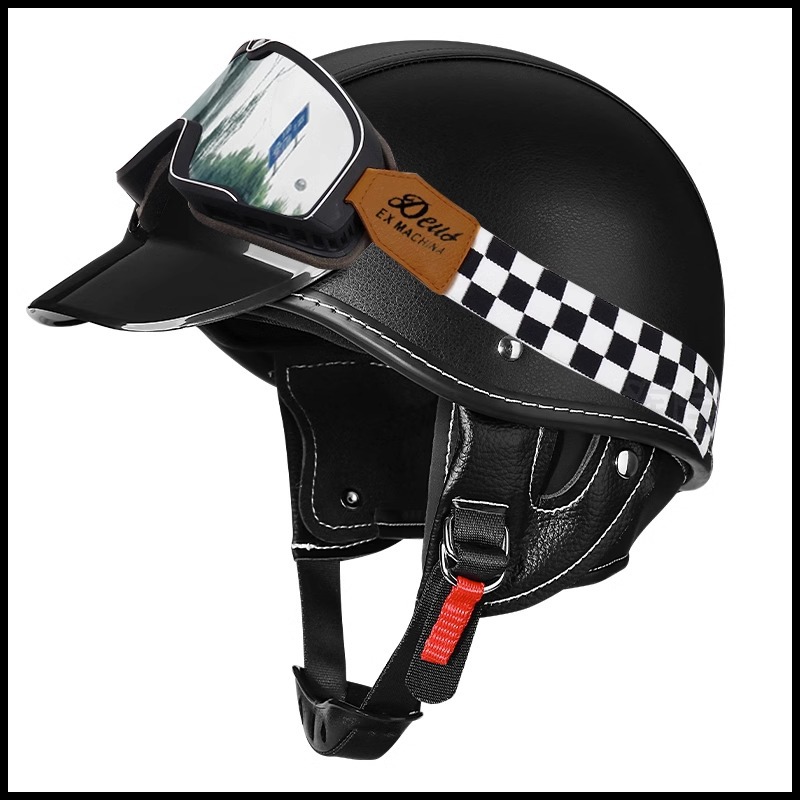 Comercio exterior se especializa en casco de motocicleta verano retro motocicleta medio casco Harley crucero primicia casco hombres y mujeres coche eléctrico seguridad