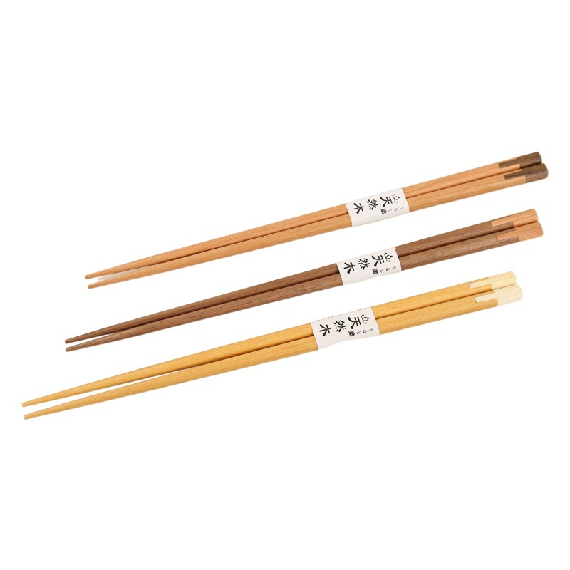 Yfjy Kitchen Supplies Creative Double Chopsticks Japanese Tableware Black Walnut Cherry Wood Splicing Set Wooden Chopsticks