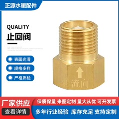 全铜单向止回阀精密螺纹水管水泵用加厚黄铜防逆电镀防反水止逆阀