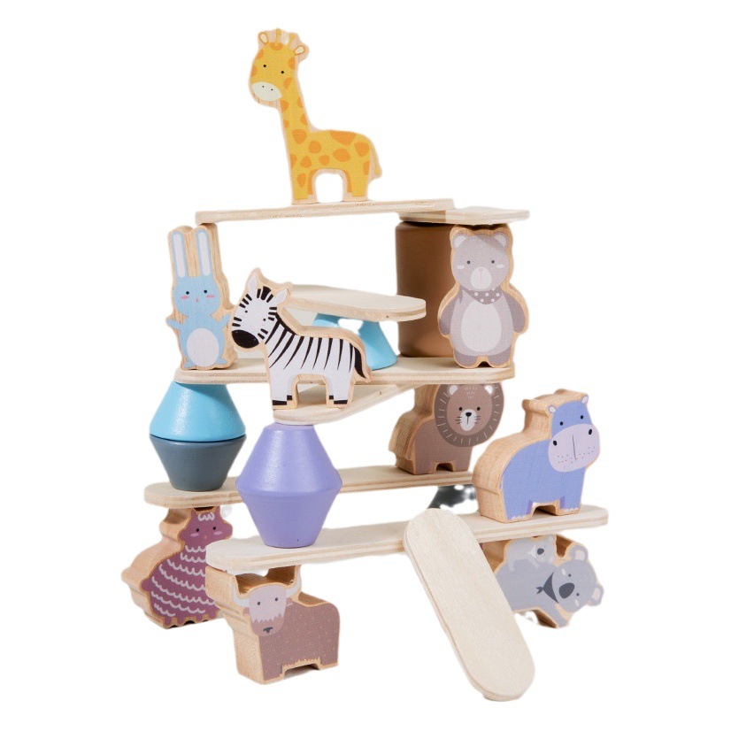 Multifuncional animal de madera equilibrio juguetes educativos de apilamiento juguetes interacción padre-hijo de los niños de educación temprana apilamiento juguetes altos