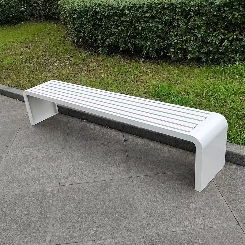Banco de parque para exteriores, doble asiento de acero inoxidable, ideal para estaciones de autobús, plazas y patios de ocio image 13