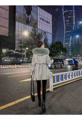 皮草派克服女冬季保暖外套狐狸毛领