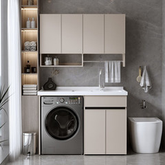 Yida factory direct sales integrated basin with sink and washboard space aluminum balcony washing machine companion cabinet combination