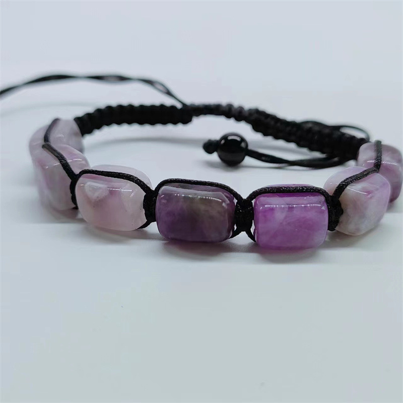 Pulsera tejida de cristal colorido exótico, pulsera asimétrica hecha a mano, pulsera geométrica de piedra energética para yoga