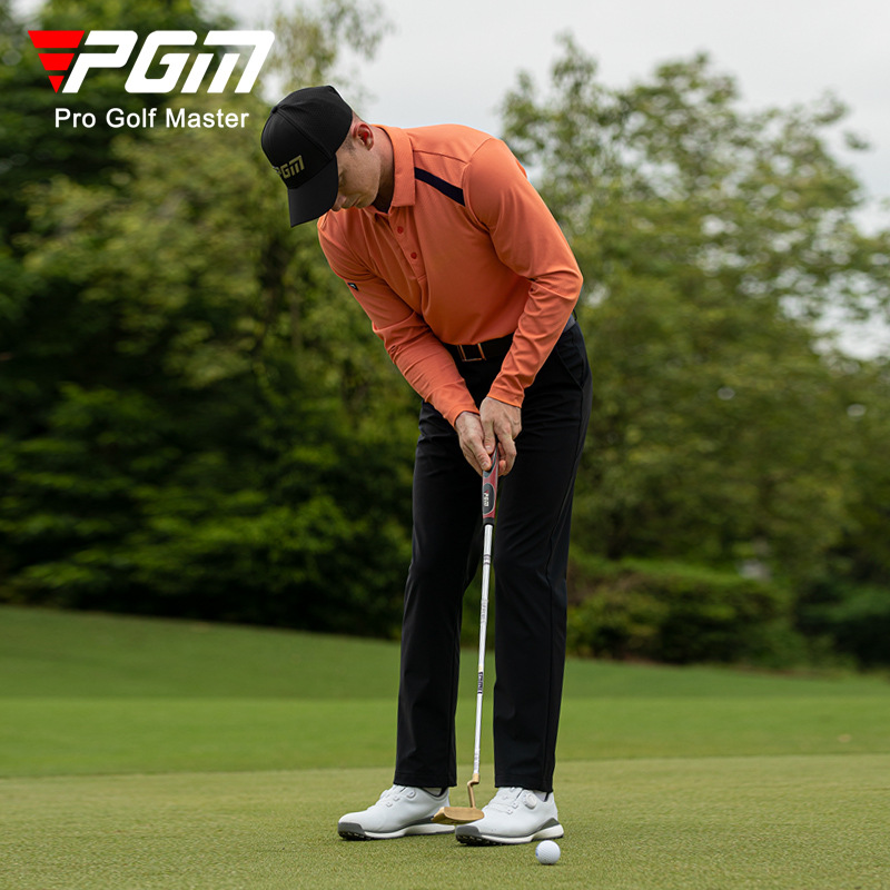 Áo polo golf nam dài tay PGM phối màu tương phản — KUZ167-màu trắng, YF630-Màu đen, YF630-màu cam, KUZ167-màu xanh hải quân
