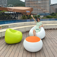 玻璃钢椭圆坐凳面包椅茶几组合商场民宿公共创意休闲沙发蛋壳椅子