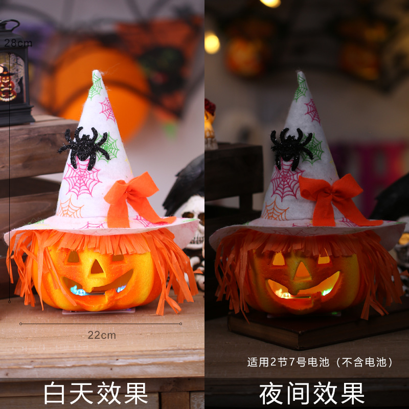 Linterna de Calabaza de Halloween, Decoraciones Brillantes de Halloween, Accesorios, Adornos, Cubo de Calabaza para Niños, Decoración para Fiestas