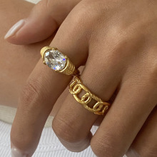 杰鼎欧美跨境水钻钛钢戒指女小众设计指环不掉色首饰品不锈钢ring