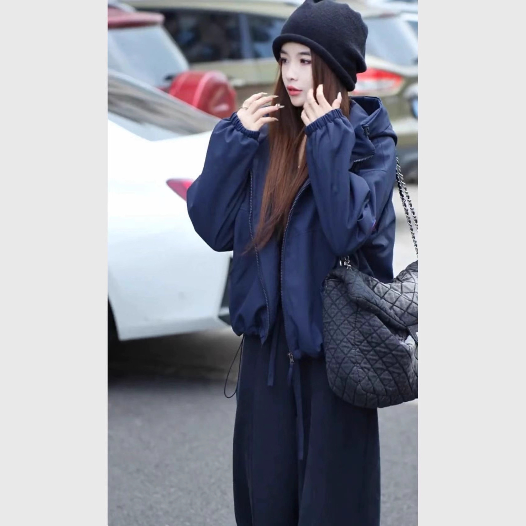 Autumn and Winter Clothing Is Paired with a Complete Set of High-End Navy Blue Jackets, Casual Sports Suits for Women, 2026 New Wide-Leg Pants