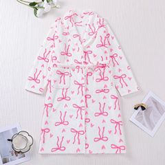 跨境外贸新款冬季保暖女士法兰绒睡袍印花绒袍Womens nightgown