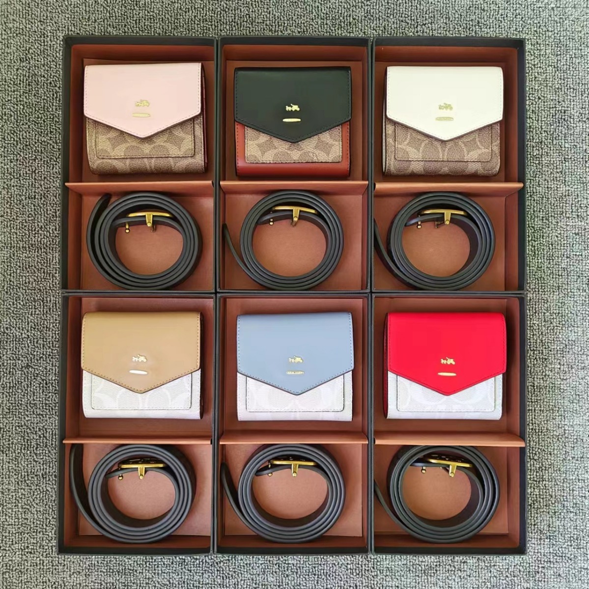 European and American Simple Women's Wallet Women's Short Three-fold Small Wallet Women's Coin Purse Small Card Bag Belt Two-piece Gift Box