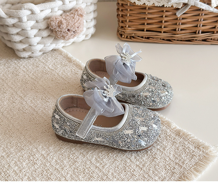 Girls Leather Dance Shoes With Crown And Bow For Performance_voghion.com