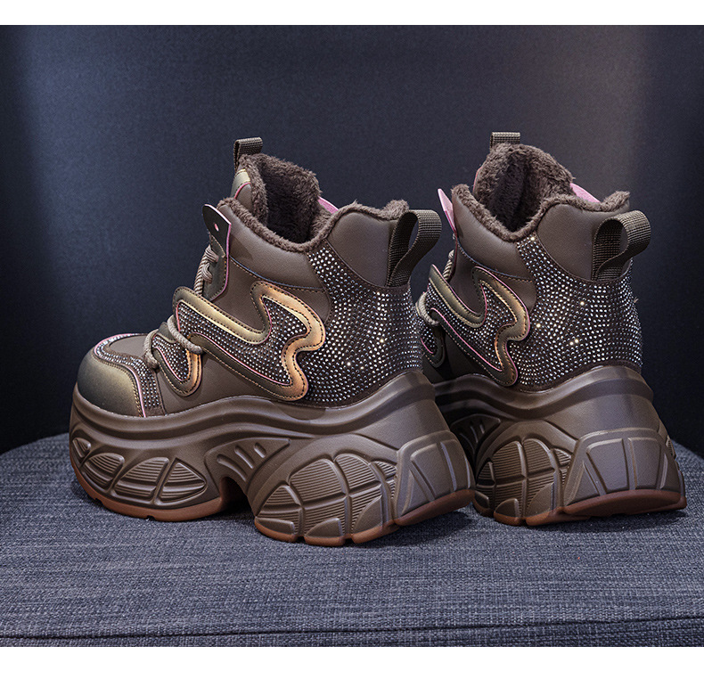 Giày sneaker nữ đế dày tăng chiều cao 9cm phong cách hot trend 2026 — Lớp lót đơn màu tím M2695, M2695- 1m màu cộng với nhung, Lớp lót đơn màu M 2695m, M2695-1 nâu cộng với nhung chi tiết 23