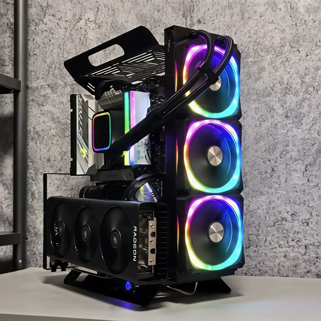 Open chassis 240/360 water cooling wind cold ATX/MATX rack graphics card vertical computer host small chassis