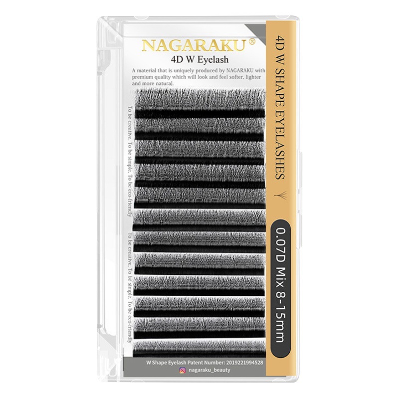 NAGARAKU trébol Injerto de pestañas W-tipo 4D flor grande Flor de hadas YY trébol mejorado floración pestañas postizas