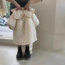 韩系童装女童夹棉连衣裙冬装洋气娃娃领裙子宝宝时髦小香风公主裙