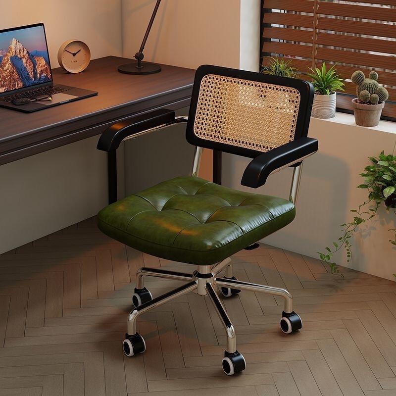 Medieval-Style Computer Chair, Rattan Chair, Retro Office Chair, Swivel Study Chair for Study Room and Bedroom, Adjustable Backrest Armchair Medieval-Style Computer Chair, Rattan Chair, Retro Office Chair, Swivel Study Chair for Study Room and Bedroom, Adjustable Backrest Armchair