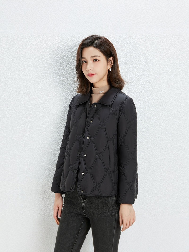 Transfronterizos TikTok chaqueta de plumón ligera con solapa corta, chaqueta de abrigo de abrigo caliente de moda casual de estilo pequeño