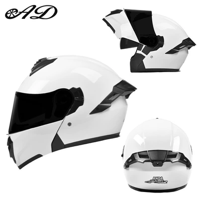 Motosiklet kaskı (dəbilqə) — Wing, Flip-Up Helmet with 3C Certification - exclusively-for-foreign-trade-white-black-tea-mirror-high-definition-mirror-m-code