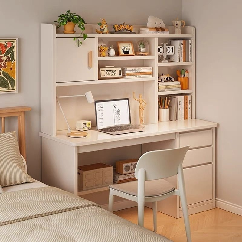 Desk Bookshelf Integrated Table Desktop Computer Table with Bookcase Home Bedroom Student Learning Desk and Chair Combination