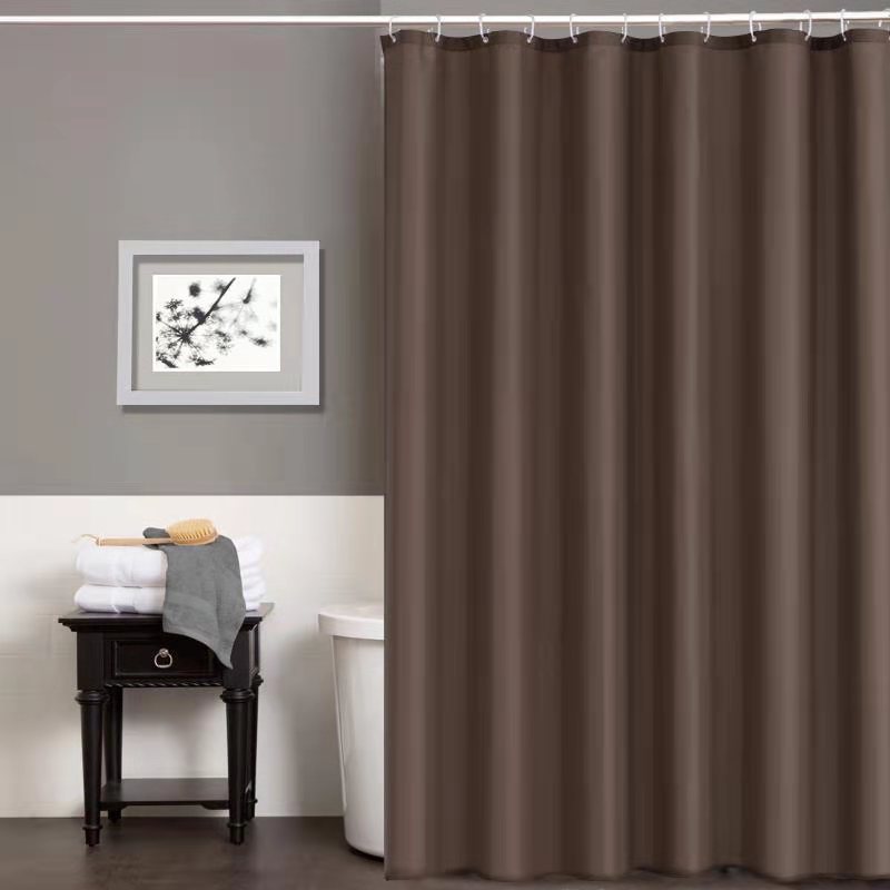 Brown Shower Curtain Fabric, Waterproof Hotel Shower Curtain, Bathroom Shower Partition Curtain, Plain Color, Thickened, Mildew-Resistant Hanging Curtain for Home Use
