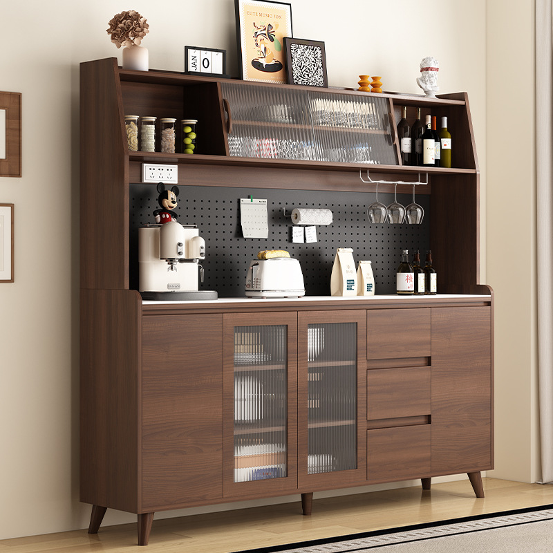 Solid Wood Sideboard Wall-Mounted Integrated Storage Cabinet 2025 New Mid-Century Style Coffee Tea Living Room Storage Cabinet