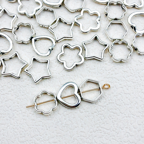 DIY jewelry accessories hollow heart pentagon star hexagon small hole beads alloy connectors bracelet necklace spacer beads