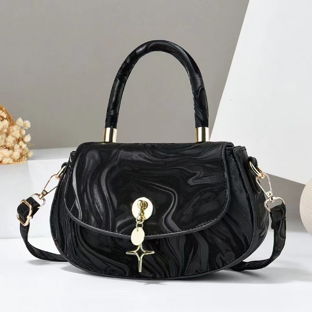 All Seasons Season Women's Gender Women's Pu Leather Star Elegant Classic Style Sewing Thread Oval Flip Cover Shoulder Bag