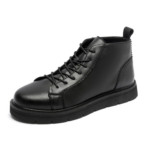 2020 Winter Strapless Solid Color Men's Casual Black Round Toe Flat Martin Boots D13-W