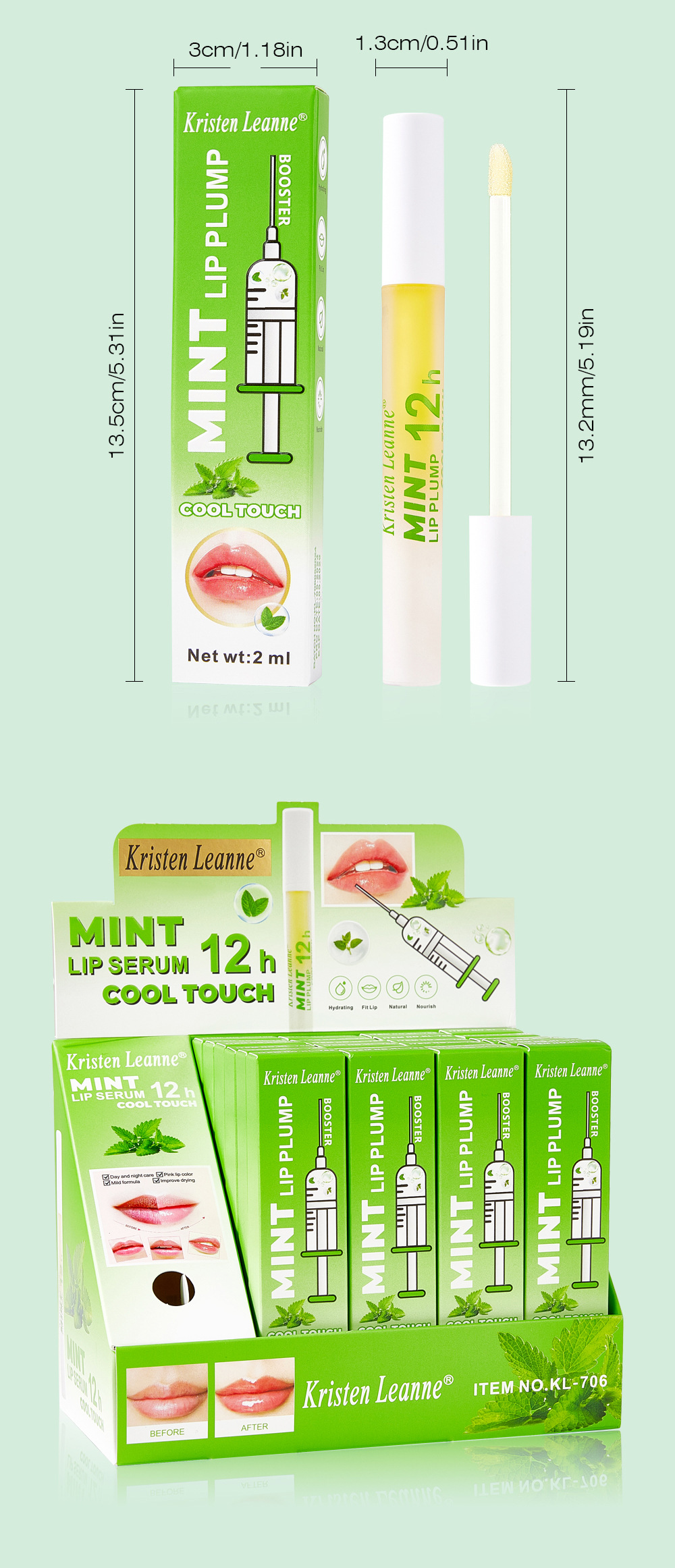 Aceite labial de larga duración Black Technology de KRISTEN LEANNE con efecto refrescante y transparencia de menta Duddy Lips_voghion.com