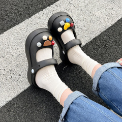 2023 Mary Jane Internet celebrity poop-feel toe thong slippers women summer thick bottom hole shoes non-slip ladies sandals 