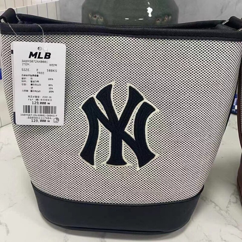 Korean Mlb Canvas Bucket Bag Underarm Bag Handbag Ny Fashion Trendy Women's Bag Versatile Shoulder Crossbody Bag
