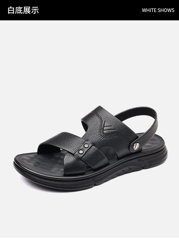 Dép sandal nam da bò lớp đầu thoáng khí, đế mềm êm chân, kiểu hở ngón — 51300 màu nâu, 51300 màu đen chi tiết 15