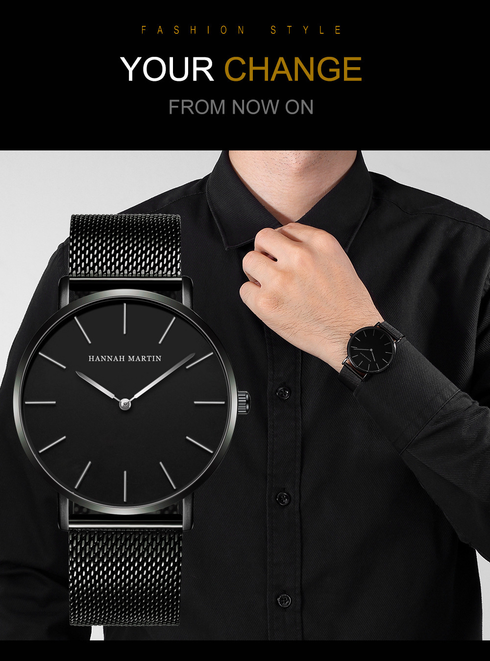 Montre étanche en maille d'acier de précision DW, Simple et Ultra fine, avec montre à Quartz, populaire pour hommes_voghion.com